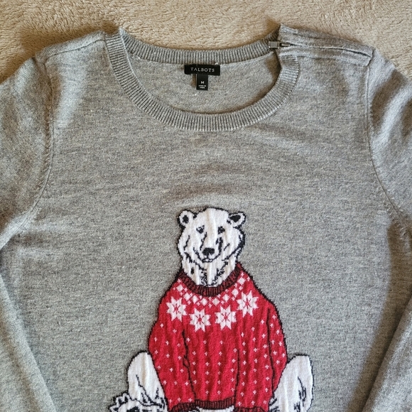 Talbots polar bear Christmas sweater size medium - Picture 5 of 12